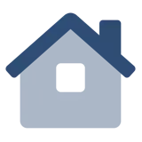 Een blauw pictogram met een huis, dat onze Makelaarskoppeling voorstelt